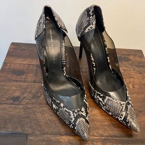 Zara Animal Print and Sheer Pointed Toe Heel Size 10.5